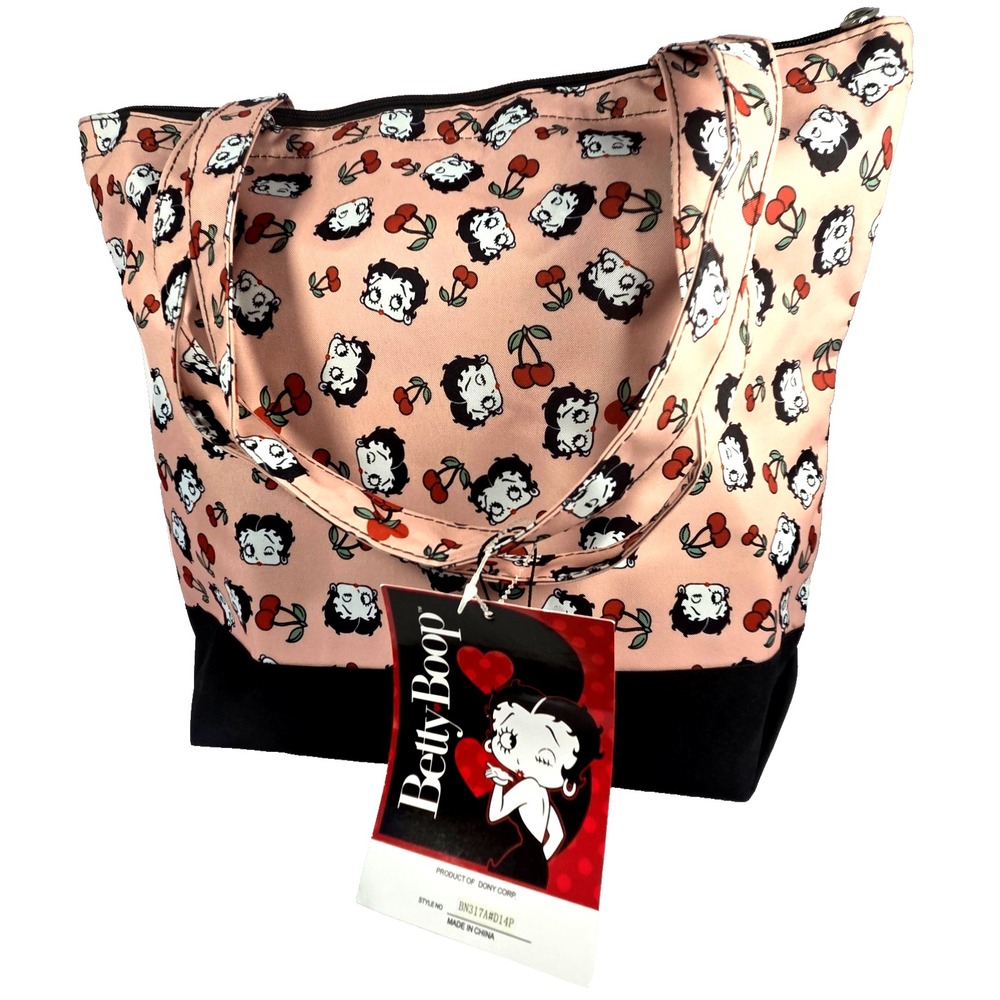 Betty Boop Tote Bag Women Large Pink Cherry Canvas Shoulder Bag New BN317A#D14P